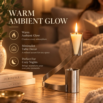 🕯️✨ Modern Curved Metal Candle Holder — Sculptural Design With A Warm Ambient Glow