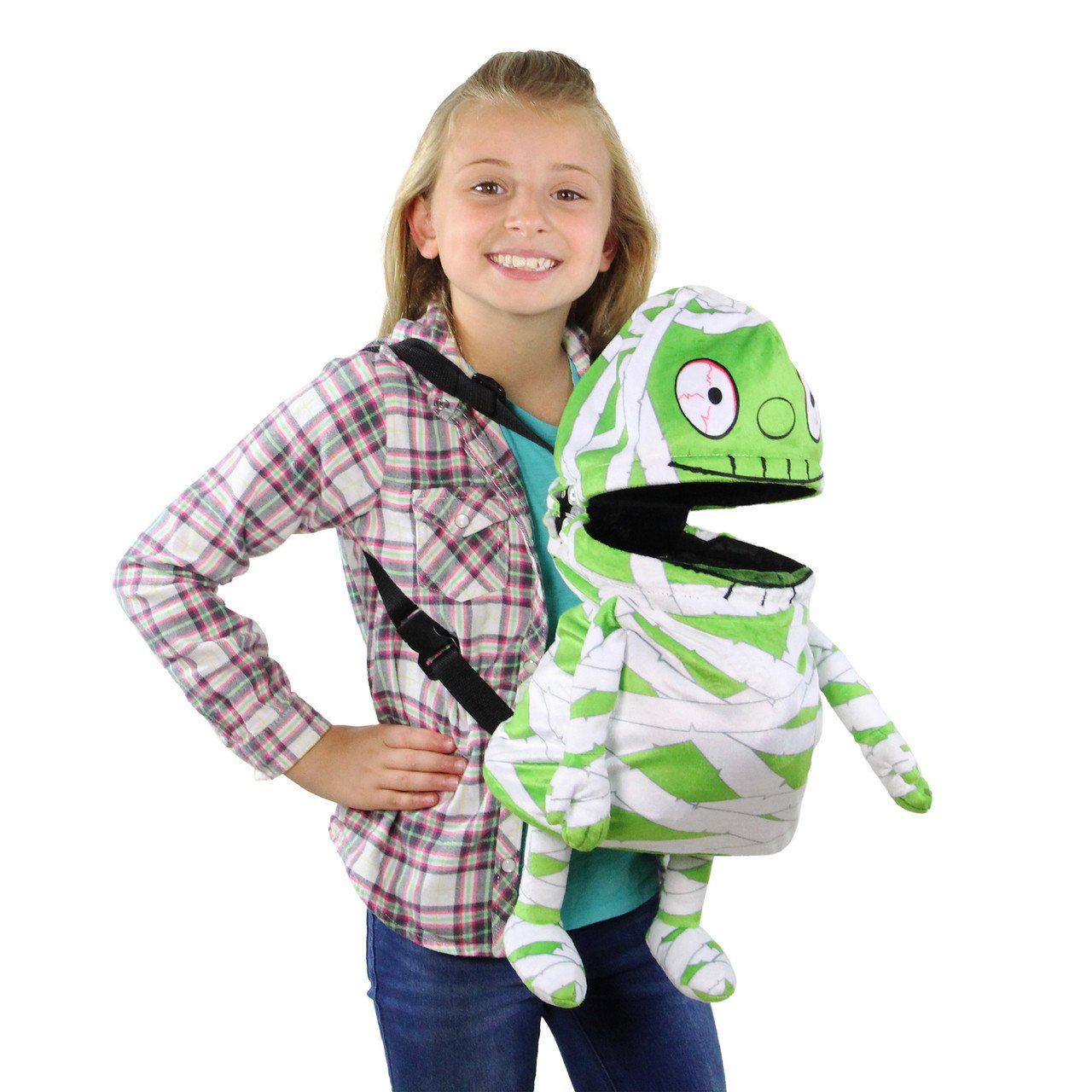 🧟 Interactive Singing Mummy Plush Kids Backpack | Halloween Trick-or-Treat Candy Bag