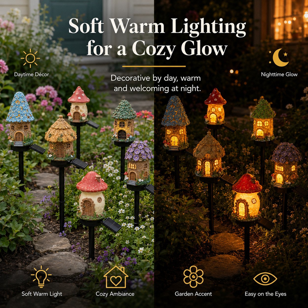 ✨Last Day: 49% OFF🔥Solar Fairy-Tale Mushroom Cottage Garden Light – Whimsical Warm Glow for Paths, Patios & Flower Beds 🍄🌙