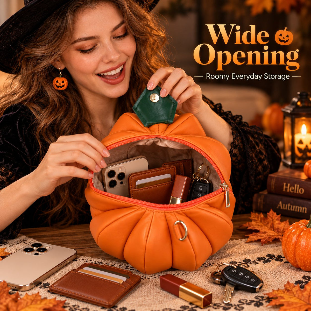 🎃✨Hungry Pumpkin Halloween Crossbody Bag: Whimsical Open-Mouth Pumpkin Purse for Halloween Party, Trick-or-Treat & Fall Outfit(✨Same as in the video)