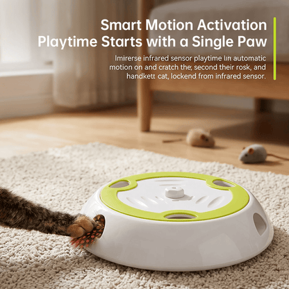 Whack A Mole Cat Mouse Toy for Cats - Interactive Cat Toys with Automatic Feather Mice & No Touch Sensor Required