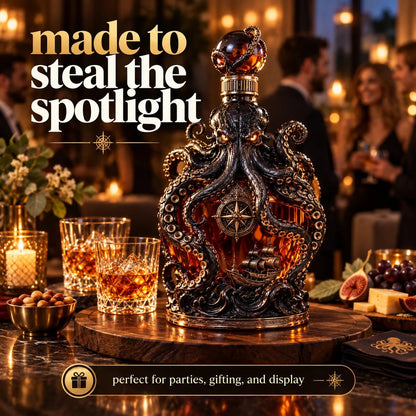 🔥Buy 2 Get 20% OFF🔥🐙Kraken Voyage Octopus Whiskey Decanter | Gothic Nautical Bar Centerpiece