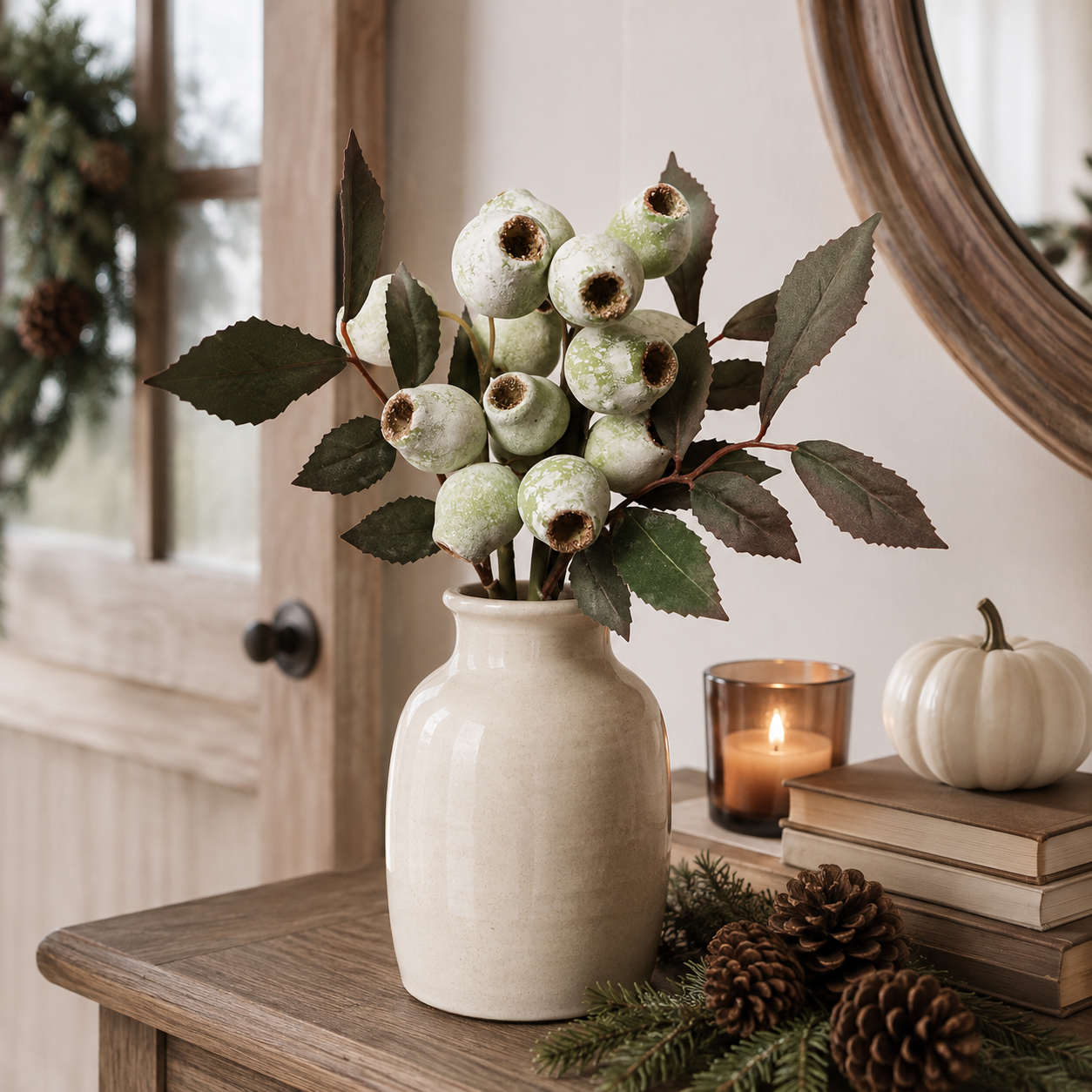 Vintage Faux Seed Pod Bundle – 3 Decorative Stems, 15 Pods