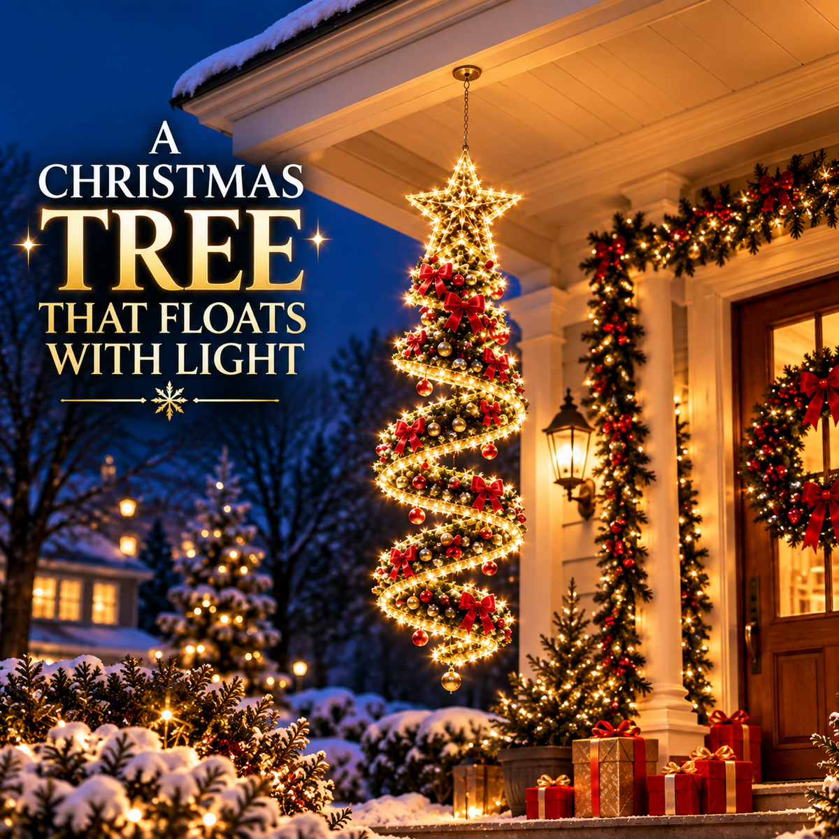 Giant Lighted Christmas Bow Hanging Decoration