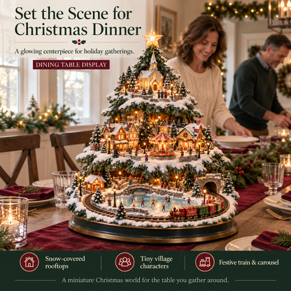 ✨LAST DAY 49% ✨OFF Lighted Christmas Village Tree with Train & Carousel