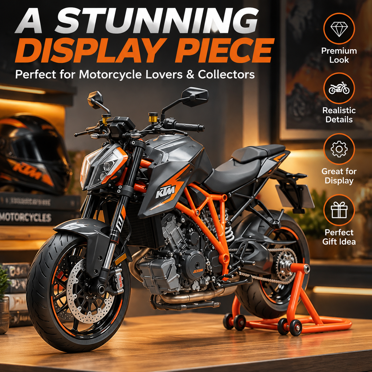🏍️ Motorcycle Model Kit – 1:6 Scale DIY Assembly & Fuel-Powered Engine