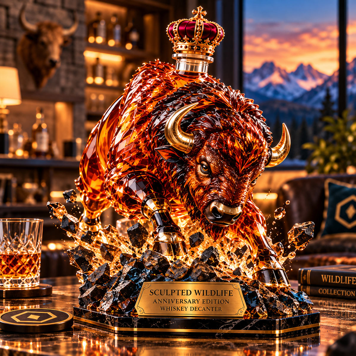 🦬🥃 American Bison Whiskey Decanter – Sculpted Wildlife Collector’s Edition
