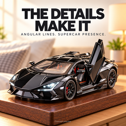 🔥LAST DAY 49% OFF -🏎️ Black Supercar Alarm Clock Concept | Rear Digital Display & Light-Up Taillights