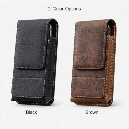 ⚡Big Discount | Waist Belt Cell Phone Pouch 📱 Multi-Pocket Leather Holster with Card Holder