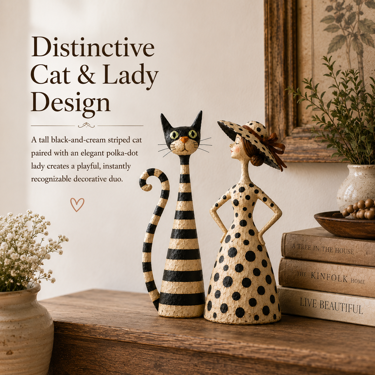 ✨✨Vintage  Cat & Lady Sculptures