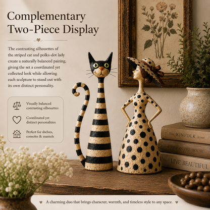 ✨✨Vintage  Cat & Lady Sculptures