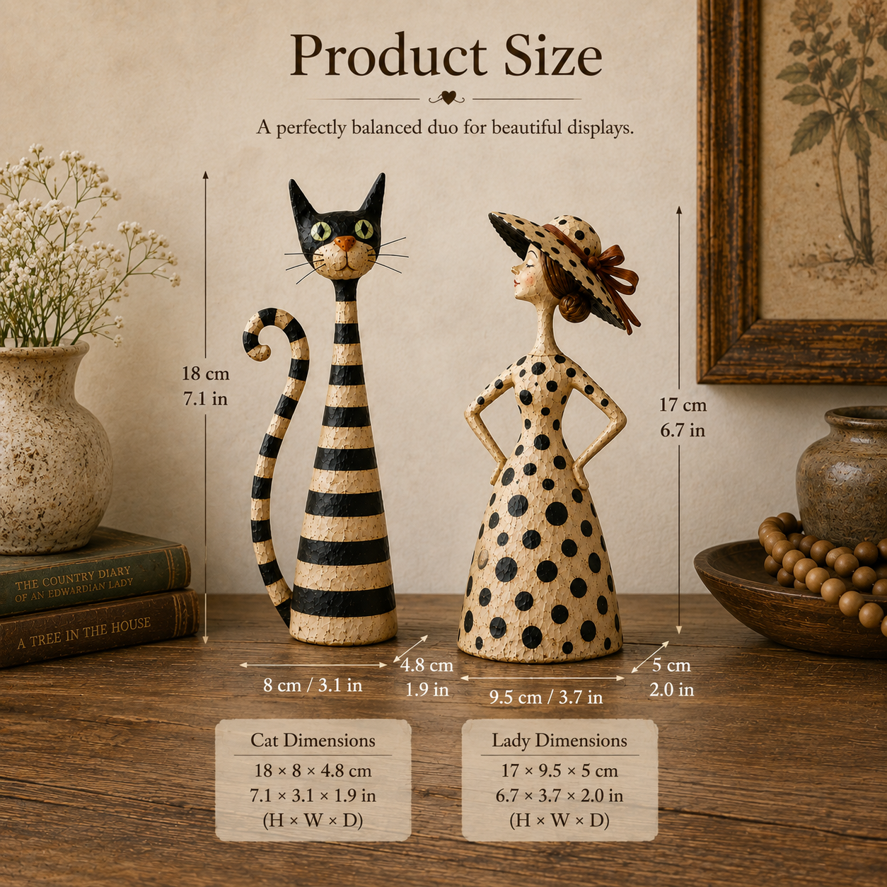✨✨Vintage  Cat & Lady Sculptures