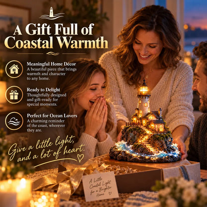 🗼 Illuminated Coastal Lighthouse Scene | Warm Seaside Tabletop Décor