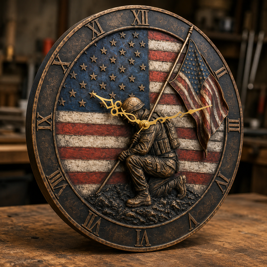 🇺🇸 American Flag Veteran Tribute Wall Clock