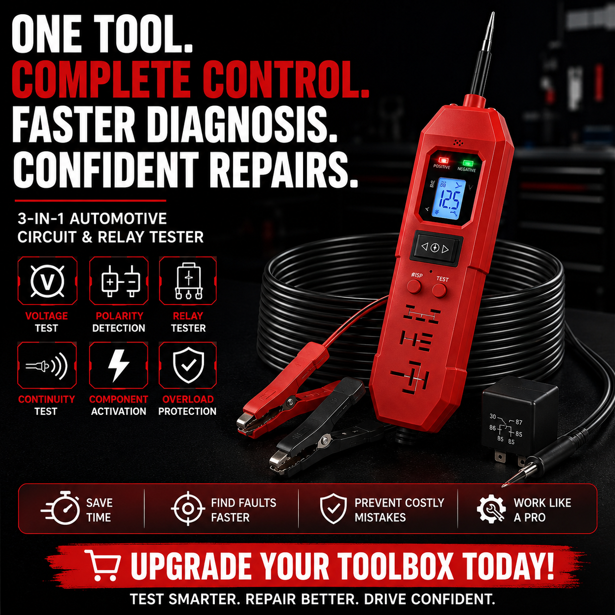 🔧 3-in-1 Automotive Power Circuit Probe & Relay Tester – 12V/24V Electrical Diagnostic Tool |Buy 2 Free Shipping🚚