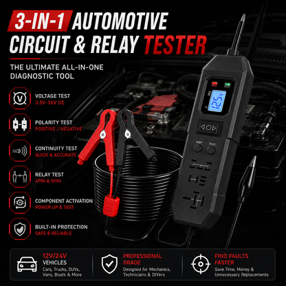 🔧 3-in-1 Automotive Power Circuit Probe & Relay Tester – 12V/24V Electrical Diagnostic Tool |Buy 2 Free Shipping🚚