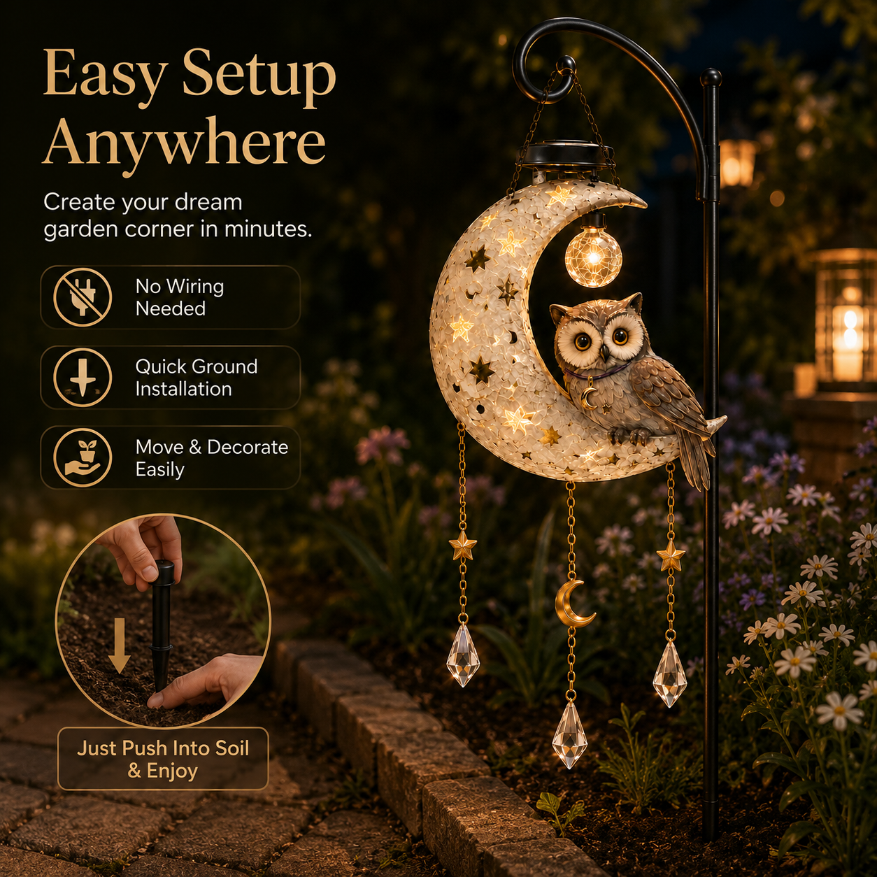 🔥 LAST DAY 49% OFF-Solar Owl Moon Garden Light
