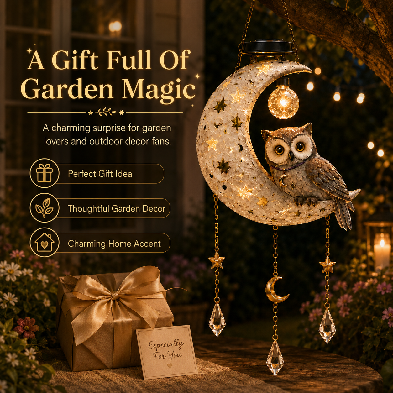 🔥 LAST DAY 49% OFF-Solar Owl Moon Garden Light