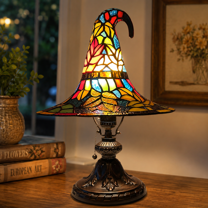 🧙‍♀️🪄Witch Hat Lamp That Casts Enchanting Glow, Stained Glass USB Light for Instant Halloween Vibe