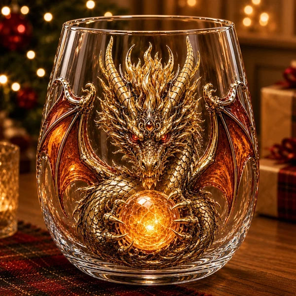 Mythic Dragon 3D Glass Art Cup – Handcrafted Fantasy Whiskey Glass