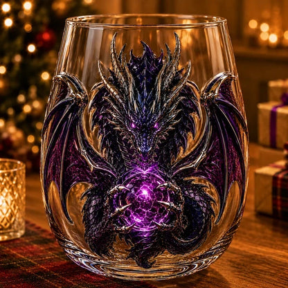Mythic Dragon 3D Glass Art Cup – Handcrafted Fantasy Whiskey Glass