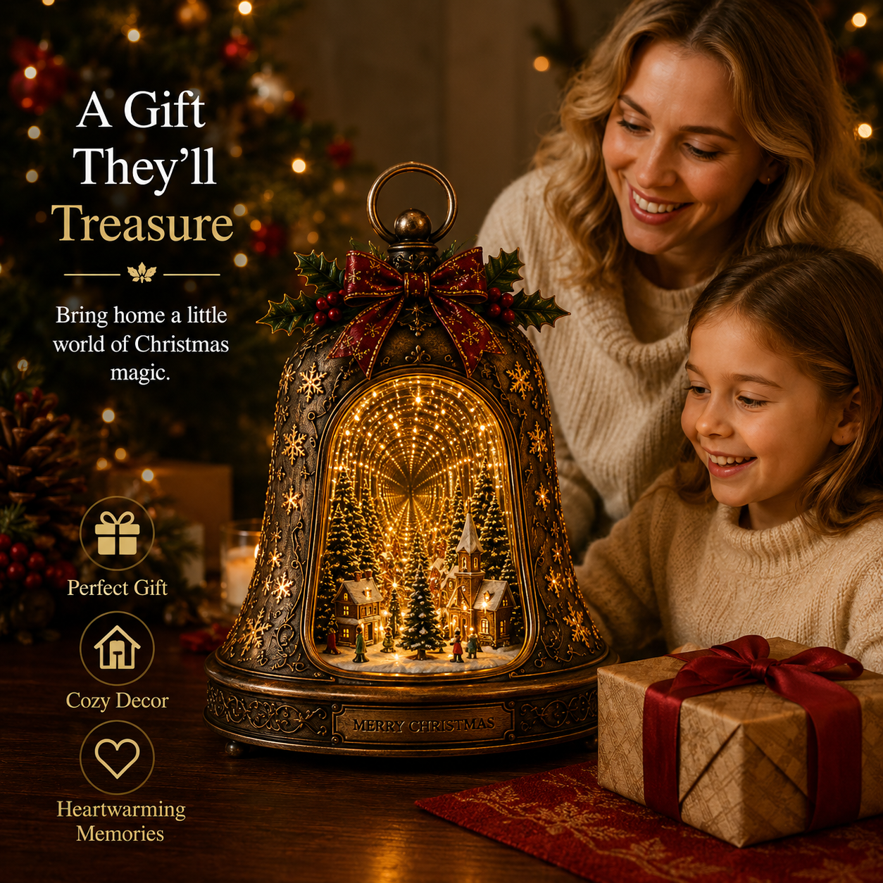 🔔 Solar Christmas Bell Cascade Yard Light with Warm LEDs ✨