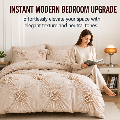 🧵 Soft Touch Pinch Pleat Duvet Set — Brushed Microfiber, No-Iron & Wrinkle-Resistant