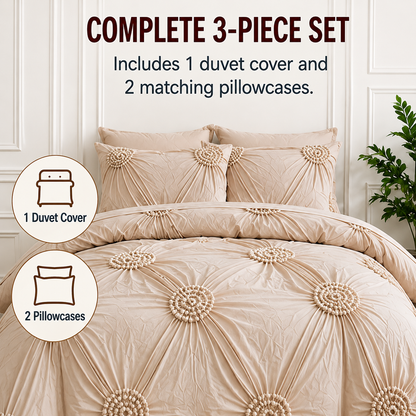 🧵 Soft Touch Pinch Pleat Duvet Set — Brushed Microfiber, No-Iron & Wrinkle-Resistant