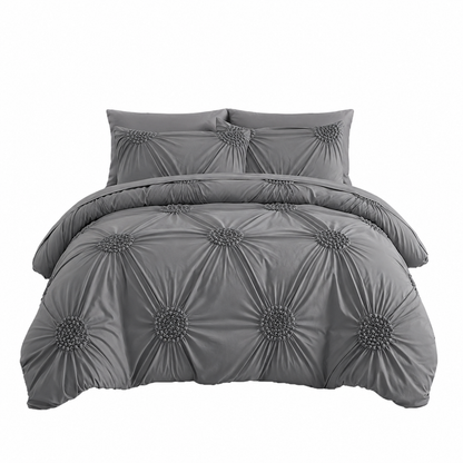 🧵 Soft Touch Pinch Pleat Duvet Set — Brushed Microfiber, No-Iron & Wrinkle-Resistant