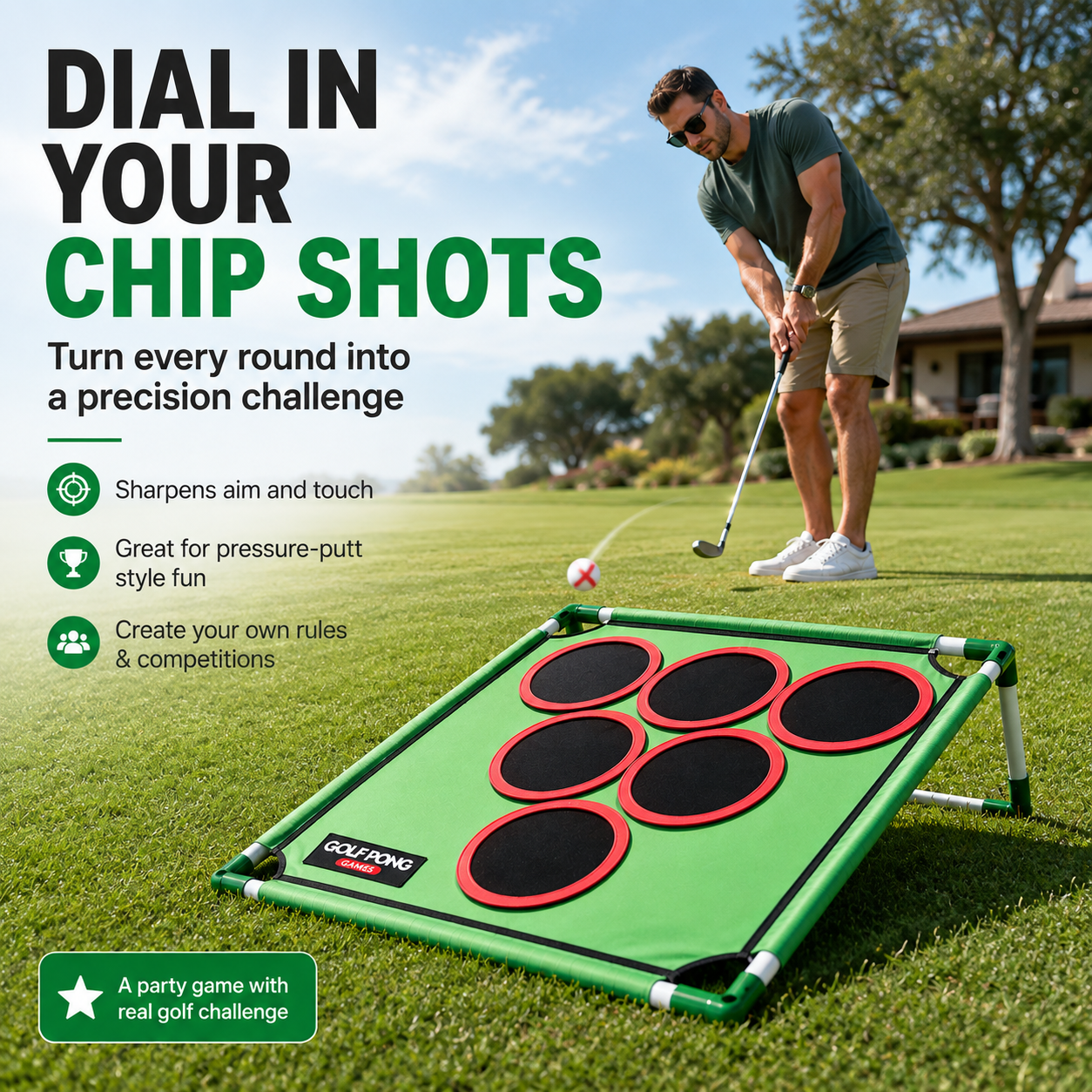 ⛳ Golf Pong Game Set – 20 Balls, Mat & Case, Indoor/Outdoor