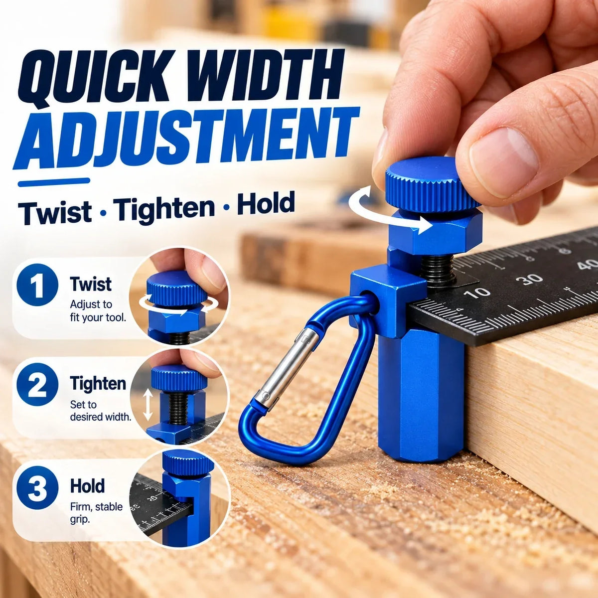 Adjustable Woodworking Ruler Clamp for Layout & Marking