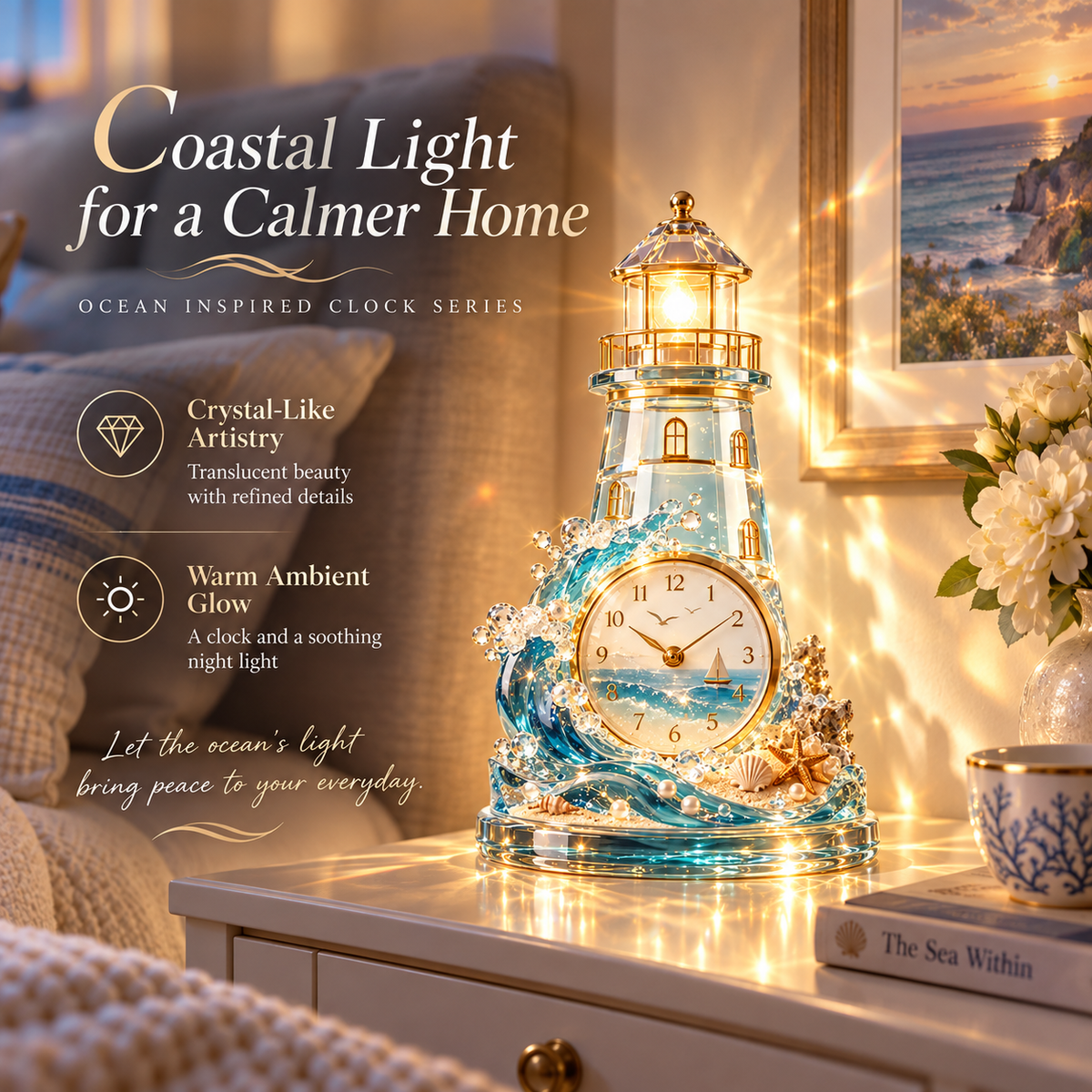 ✨ Coastal Glow Clock – Bring a Little Seaside Calm Home