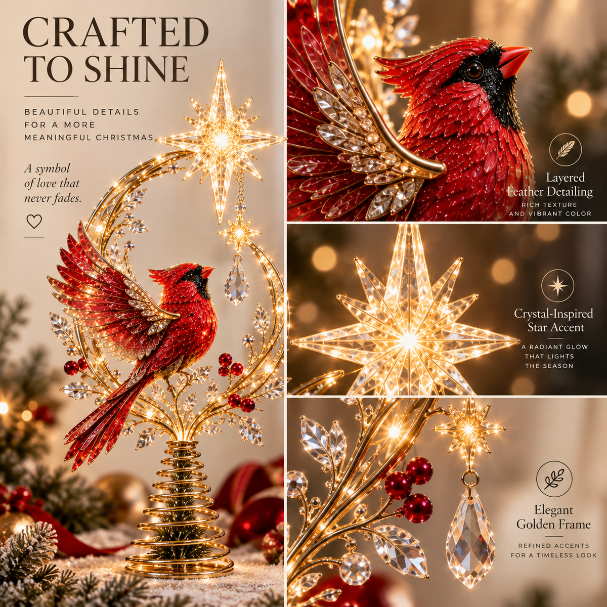 ❤️‍🔥Cardinal Heaven’s Light Tree Topper