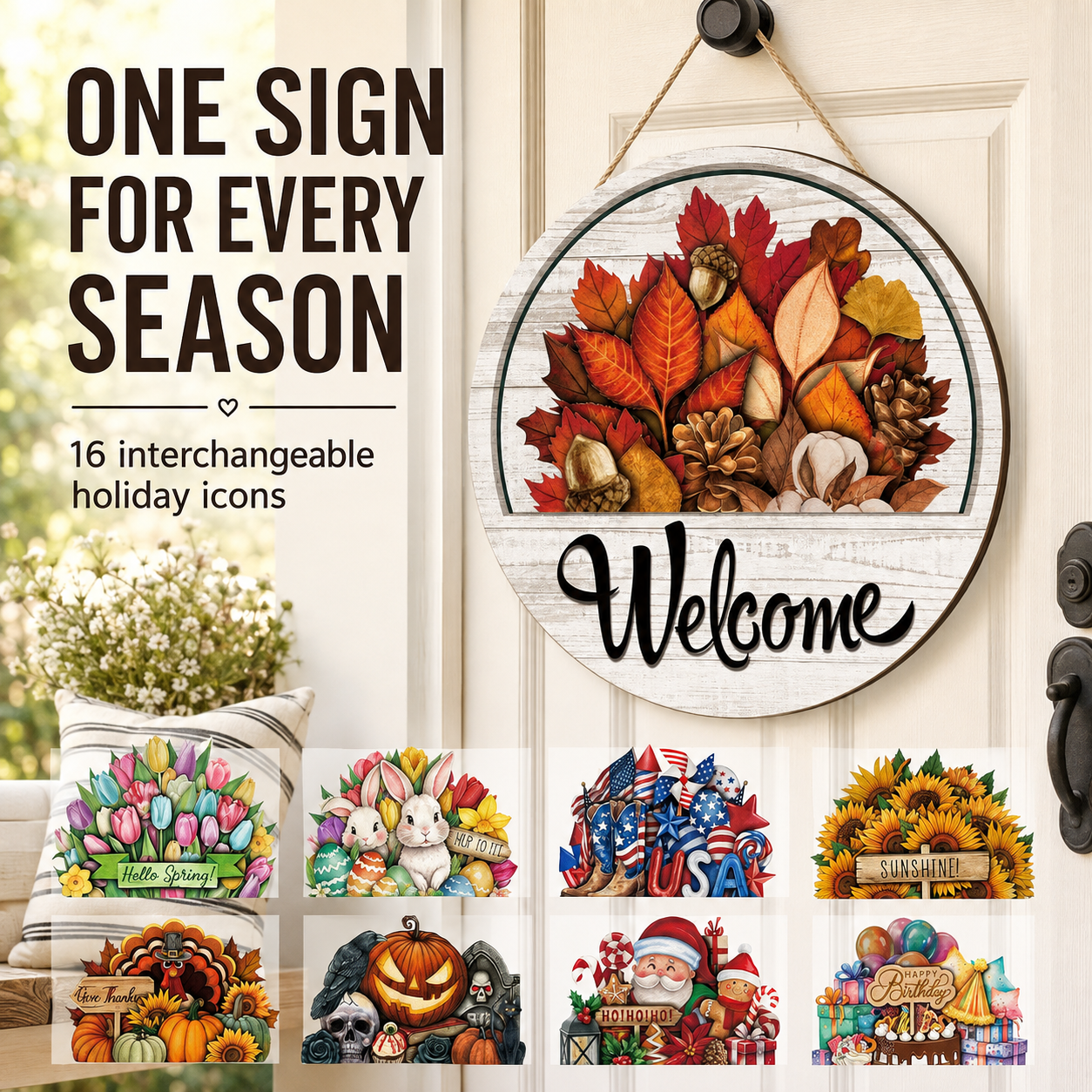 🔥16 Pcs Interchangeable Welcome Sign for Front Door