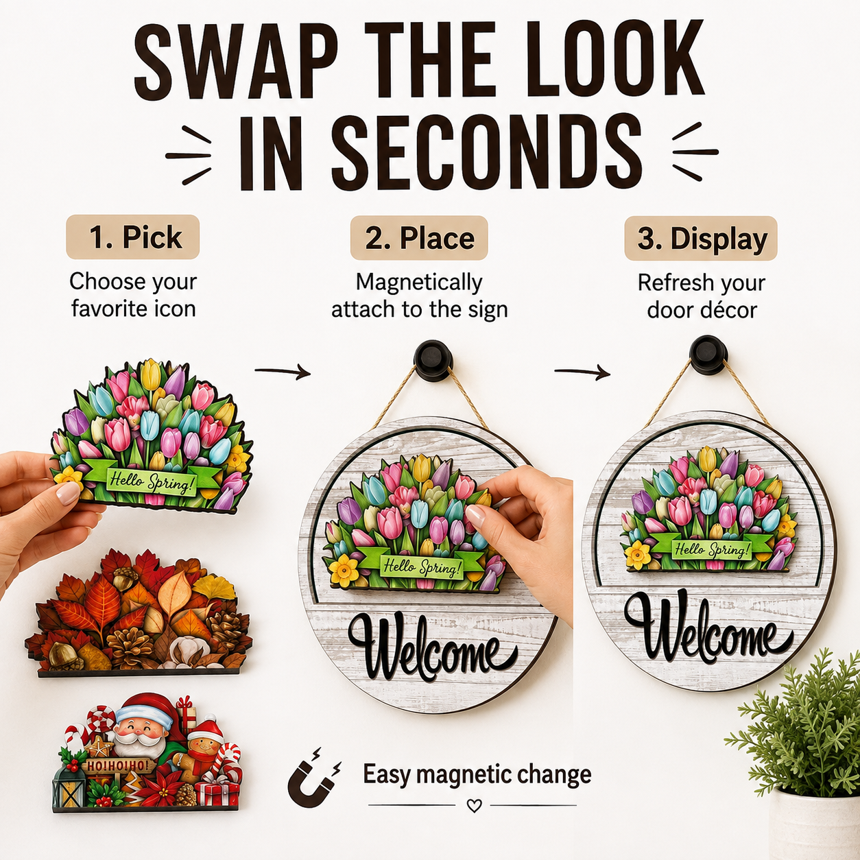 🔥16 Pcs Interchangeable Welcome Sign for Front Door