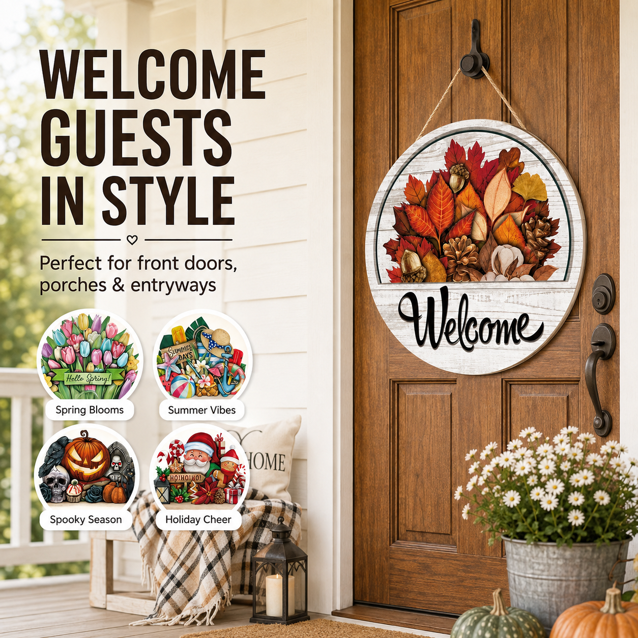 🔥16 Pcs Interchangeable Welcome Sign for Front Door