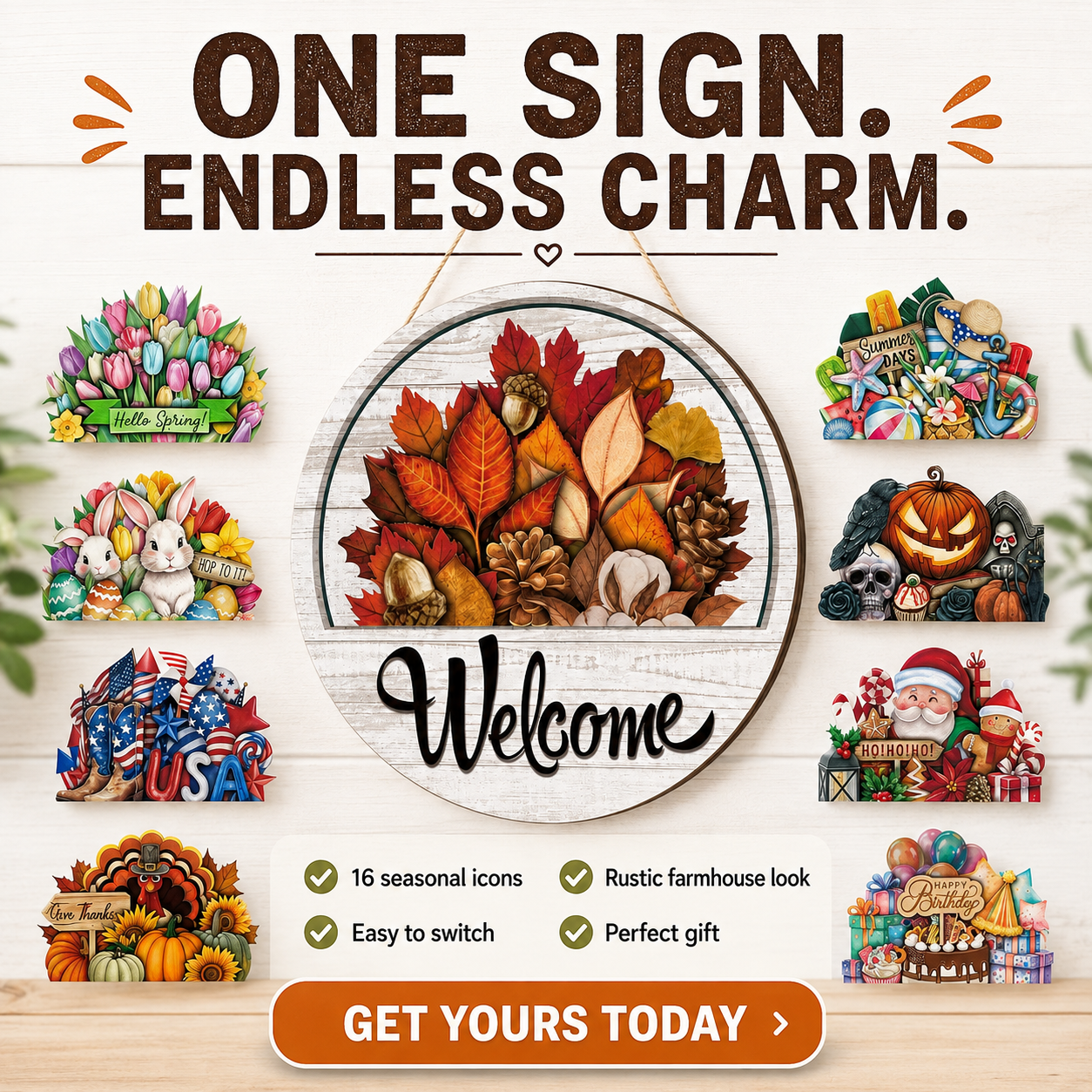 🔥16 Pcs Interchangeable Welcome Sign for Front Door