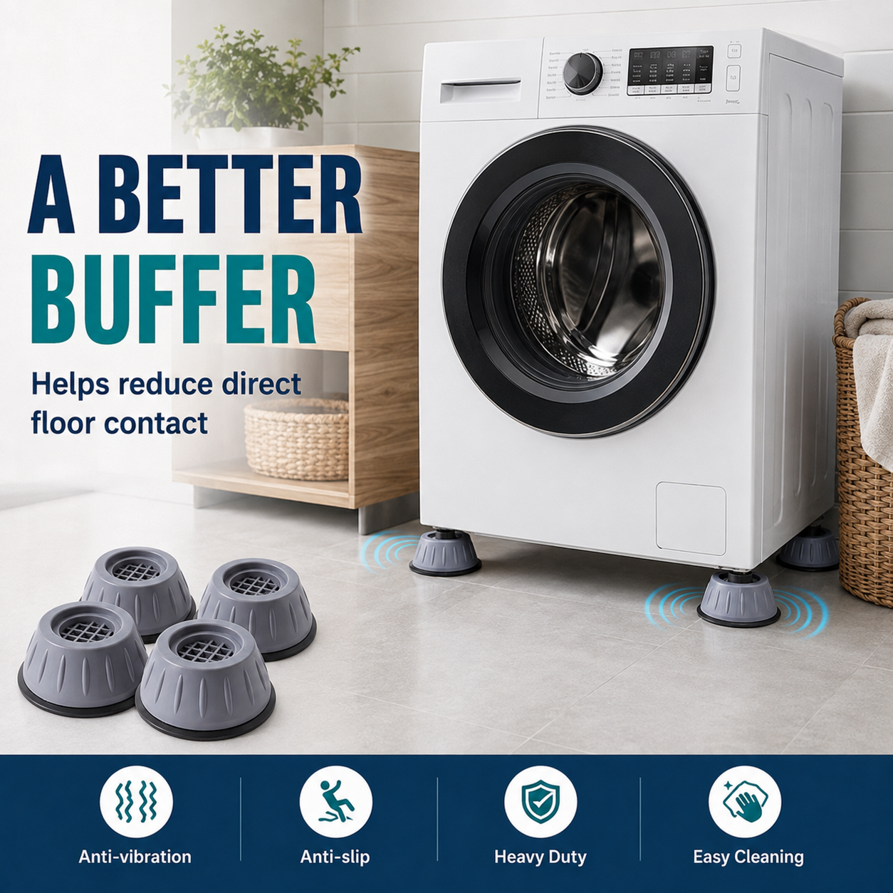 🔥 Heavy-Duty Anti-Vibration Foot Pads – Anti-Slip, Noise-Reducing & Moisture-Resistant