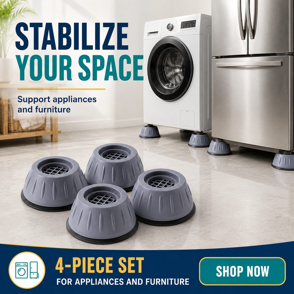 🔥 Heavy-Duty Anti-Vibration Foot Pads – Anti-Slip, Noise-Reducing & Moisture-Resistant