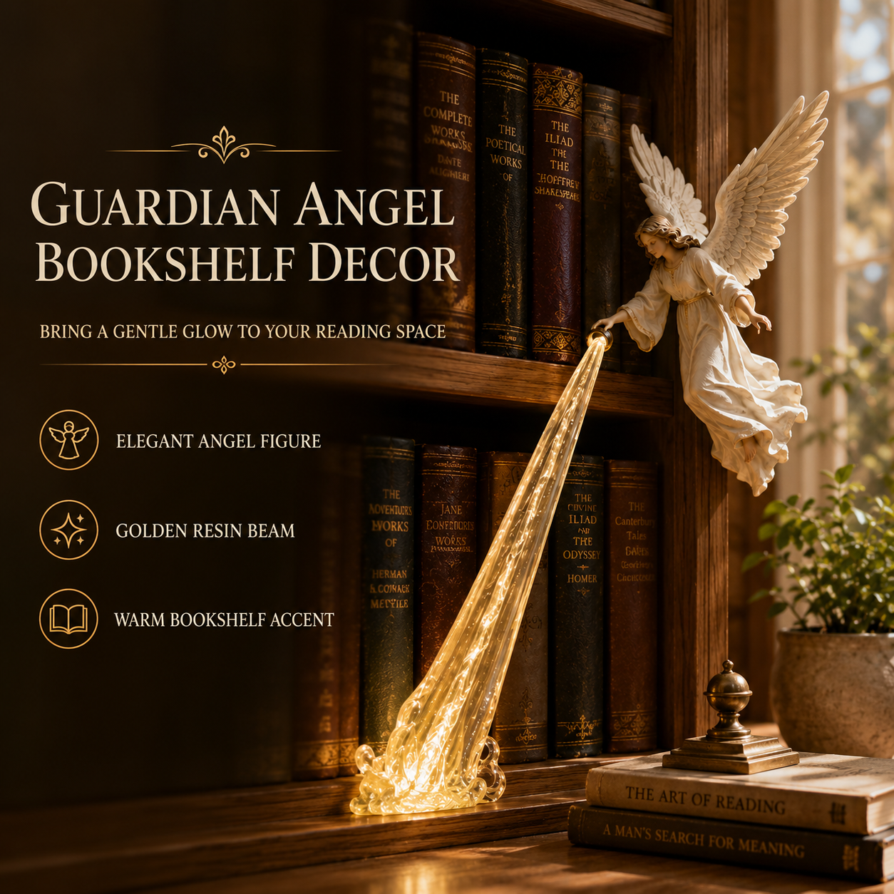 🎁 Heavenly Guardian — Angel Beam Bookshelf Decor
