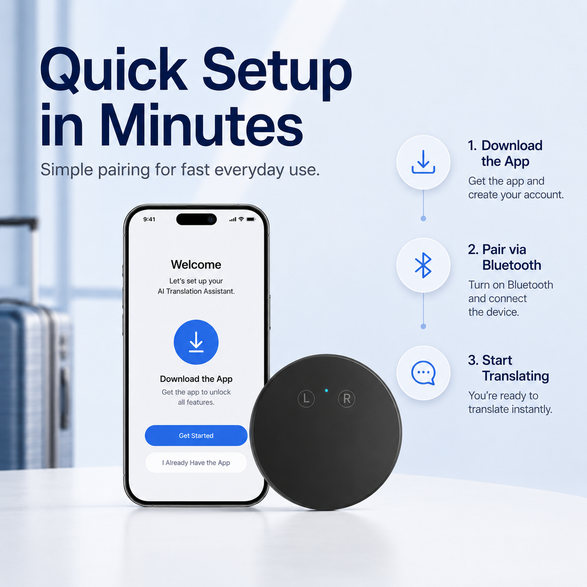 AI Pocket Translator – ✨Real-Time Two-Way Voice Translation in 165+ Languages