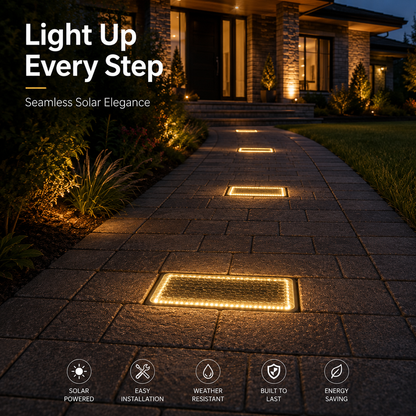 ☀️ Solar Paver Lights 4"×8" – Warm White Recessed Ground Lights for Driveways, Walkways & Patios