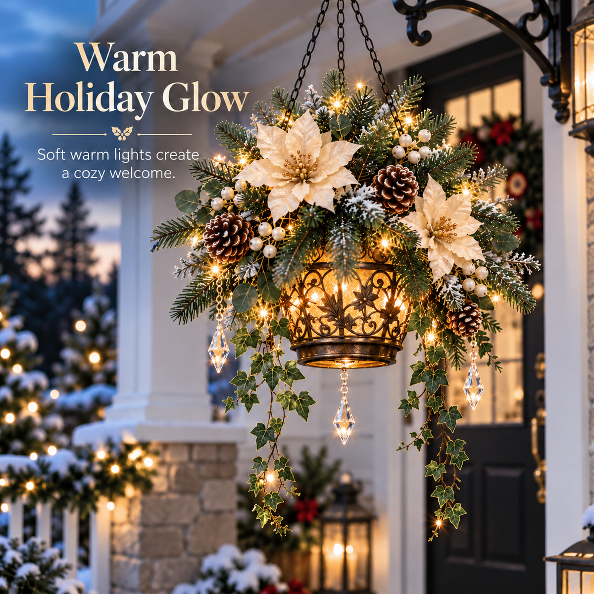 🔥Winter Bloom Glow™ Collection 🔥Pre-Lit Winter Floral Collection、Luminous Winter Flower Decor、Glowing Frosted Blooms