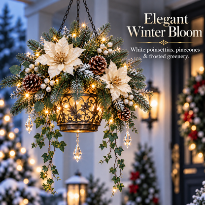 🔥Winter Bloom Glow™ Collection 🔥Pre-Lit Winter Floral Collection、Luminous Winter Flower Decor、Glowing Frosted Blooms