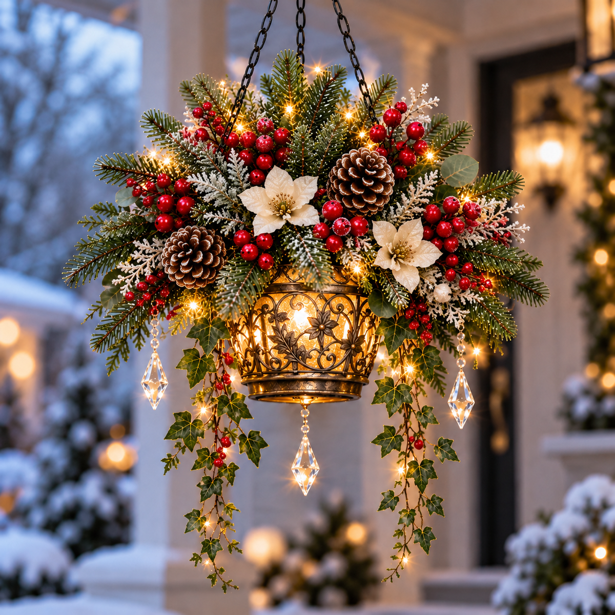 🔥Winter Bloom Glow™ Collection 🔥Pre-Lit Winter Floral Collection、Luminous Winter Flower Decor、Glowing Frosted Blooms