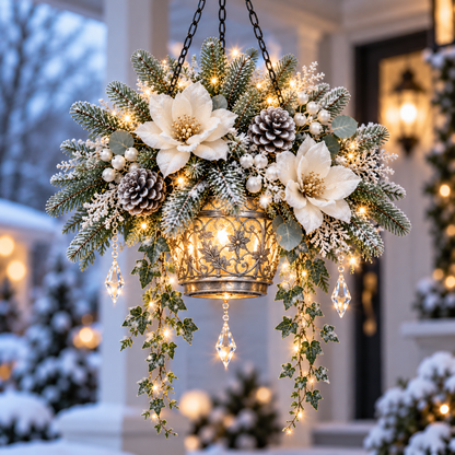 🔥Winter Bloom Glow™ Collection 🔥Pre-Lit Winter Floral Collection、Luminous Winter Flower Decor、Glowing Frosted Blooms