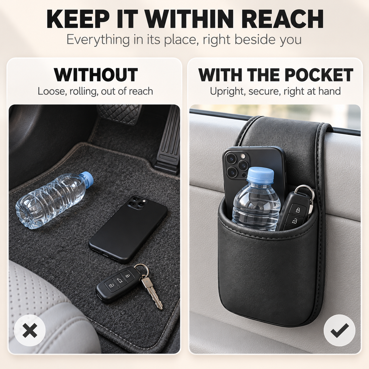 Leather Car Door Storage Pocket