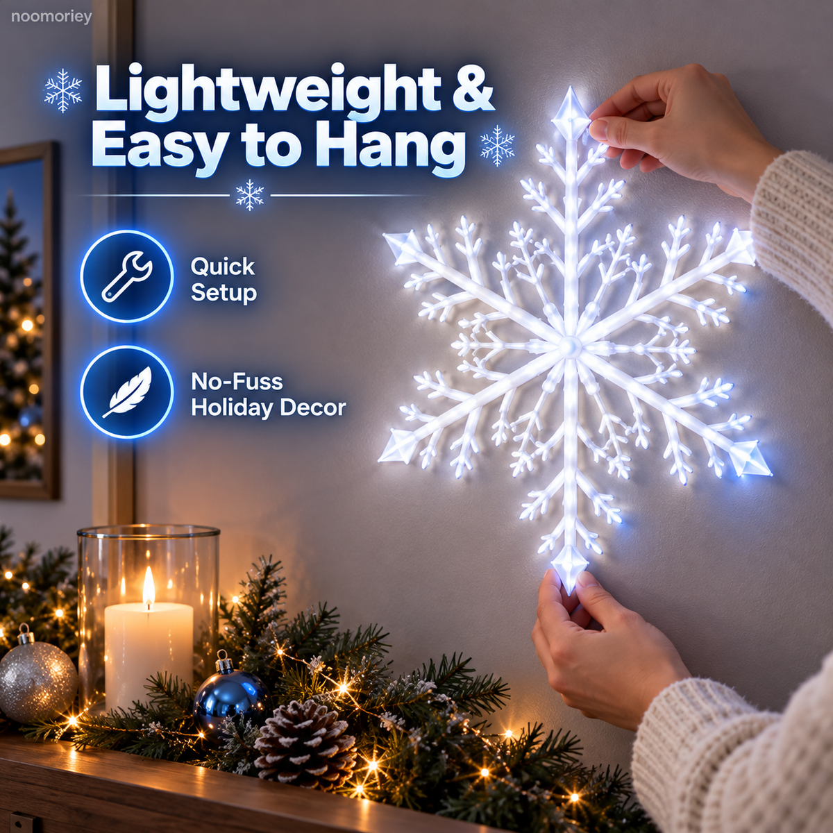 ❄️12 PCS LED Snowflake Wall Lights  – Blue & White Christmas Holiday Decor