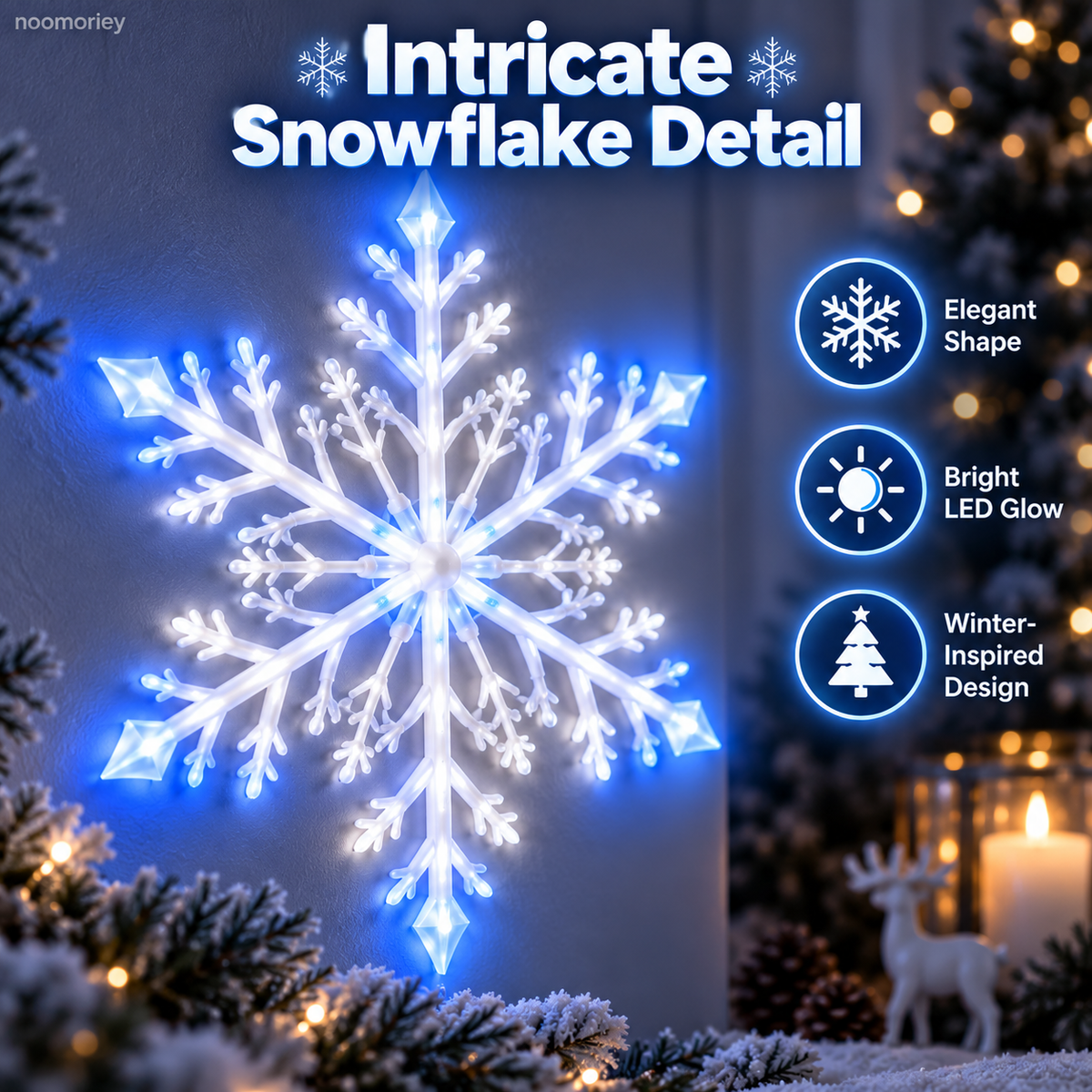 ❄️12 PCS LED Snowflake Wall Lights  – Blue & White Christmas Holiday Decor