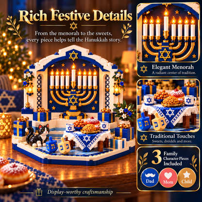 🕎✨ Last Day 50% OFF 🔥 Hanukkah Family Light Building Block Display Set